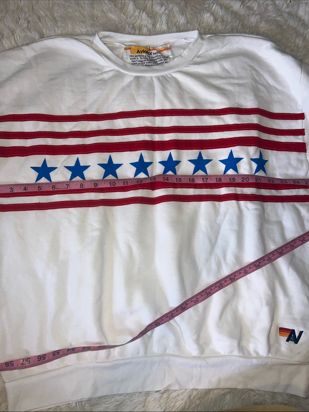 Aviator Nation Stars Relaxed Crew Sweatshirt White USA Size L NIP - Picture 9 of 9